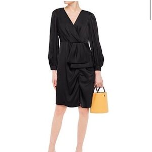 Sachin & Babi Anais V-Neck Long-Sleeve Drape Dress w/ Front Bow